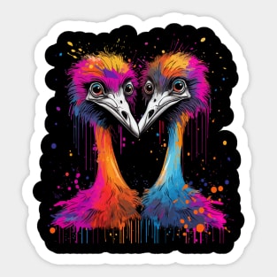 Ostrich Couple Valentine Sticker